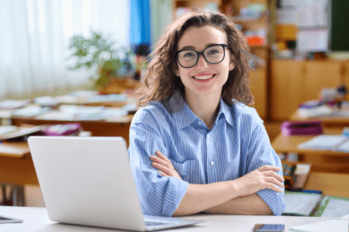 Hourglass teacher working on career plan